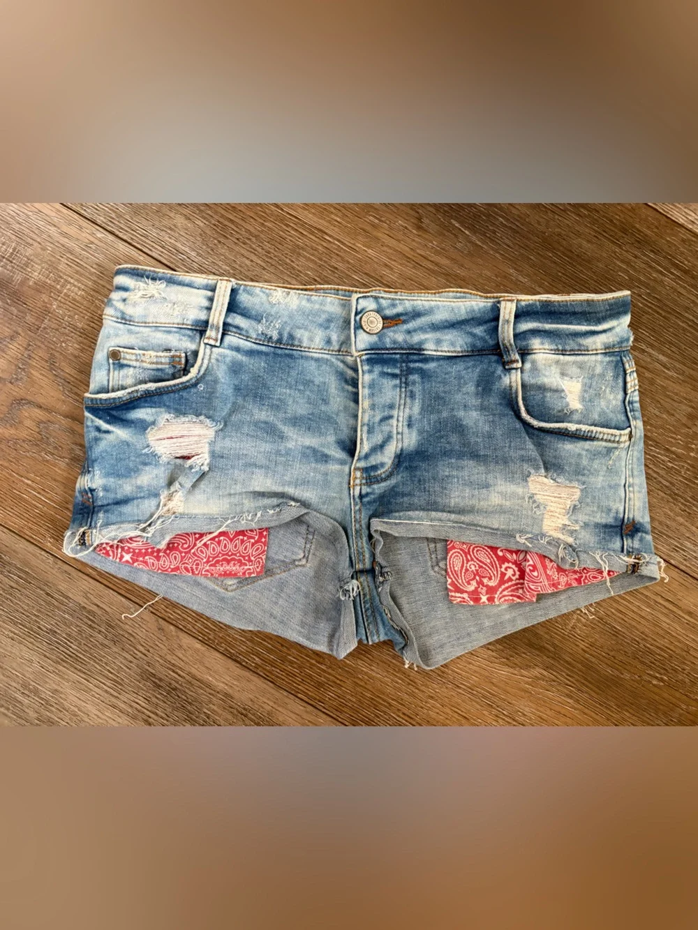 Zara Denim Shorts western paisley print size 6